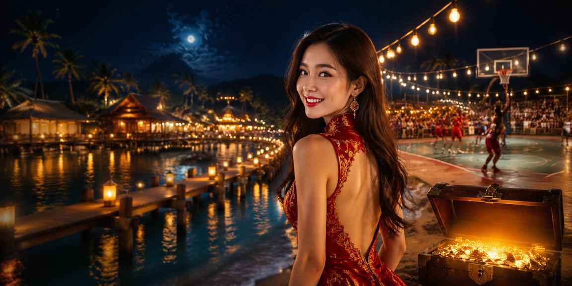 Người dùng xem bóng rổ và theo dõi giải thưởng trên bãi biển Côn Đảo với điện thoại trong tay